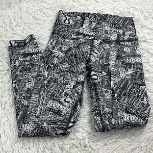 Lululemon Wunder Train High-Rise Tight 25" Tear It Up Alpine White Black